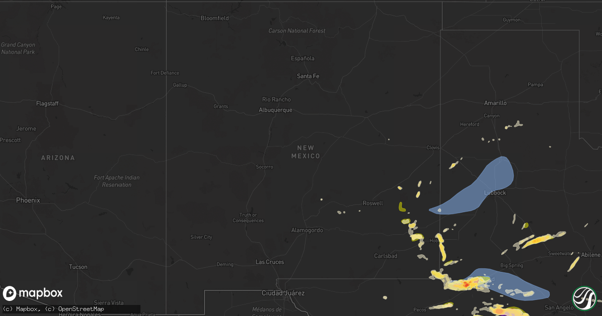 Hail map in New Mexico on May 16, 2024