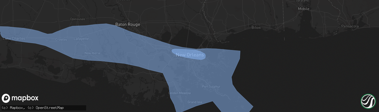 Hail map in New Orleans, LA on May 16, 2024