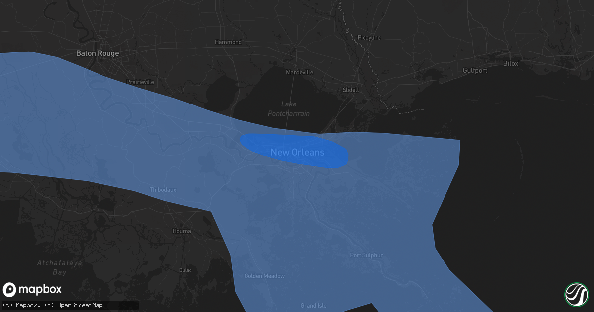 Hail map in New Orleans, LA on May 16, 2024