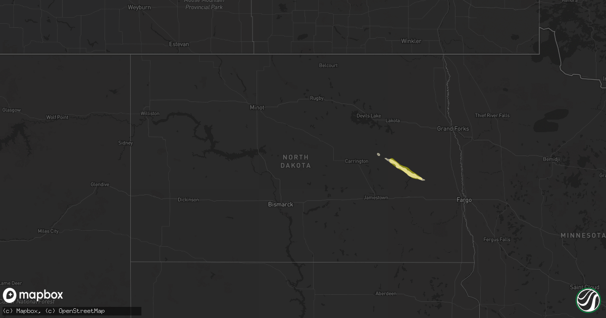 Hail map in North Dakota on May 16, 2024