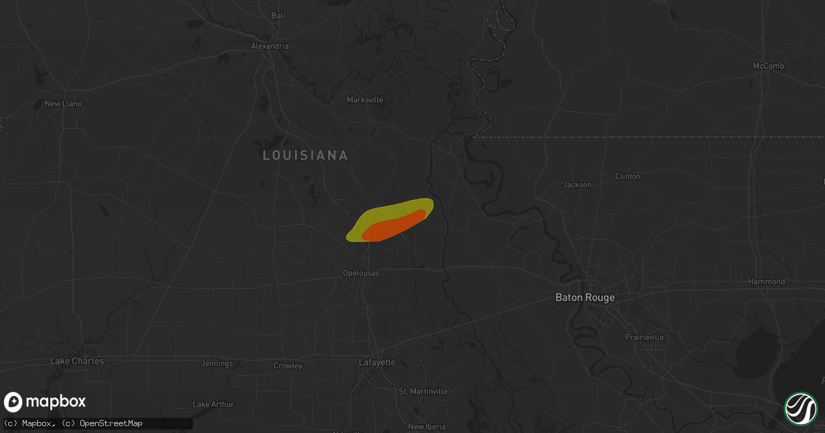 Hail map in Palmetto, LA on May 16, 2024