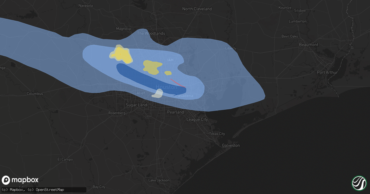 Hail map in Pasadena, TX on May 16, 2024
