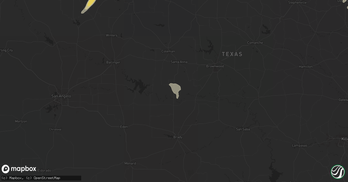 Hail map in Rockwood, TX on May 16, 2024