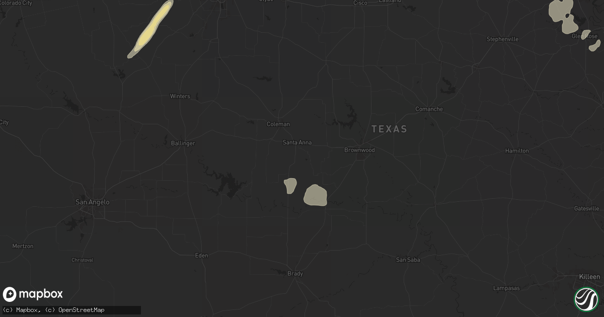 Hail map in Santa Anna, TX on May 16, 2024