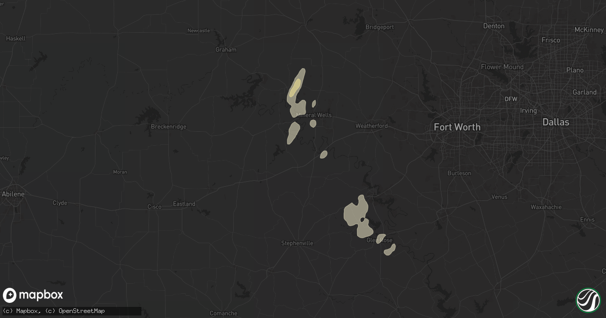 Hail map in Santo, TX on May 16, 2024