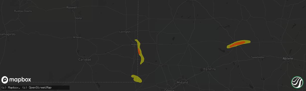 Hail map in Seminole, TX on May 16, 2024