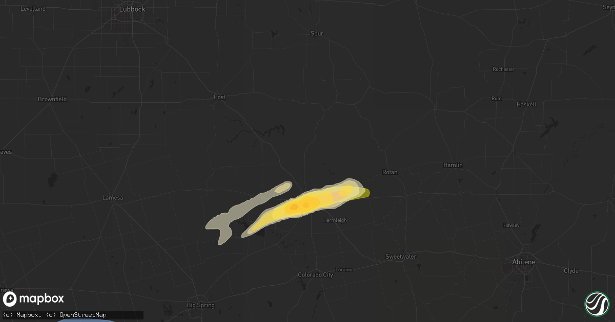 Hail map in Snyder, TX on May 16, 2024