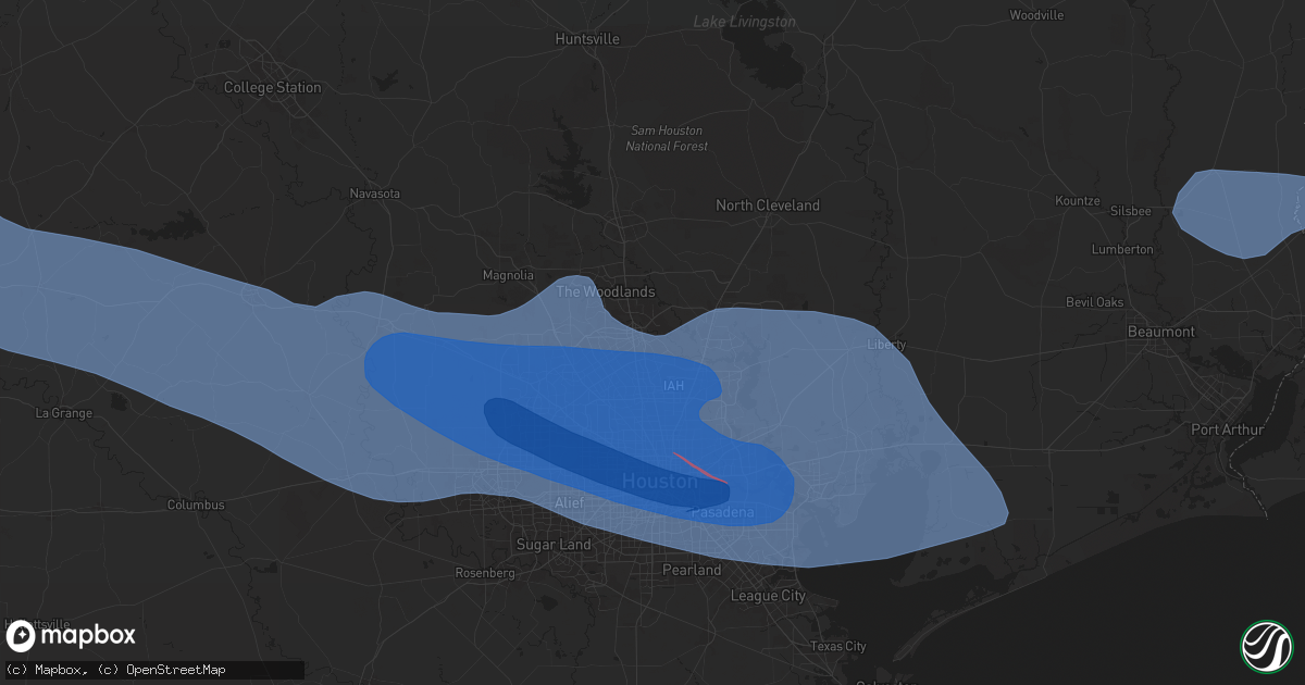 Hail map in Spring, TX on May 16, 2024
