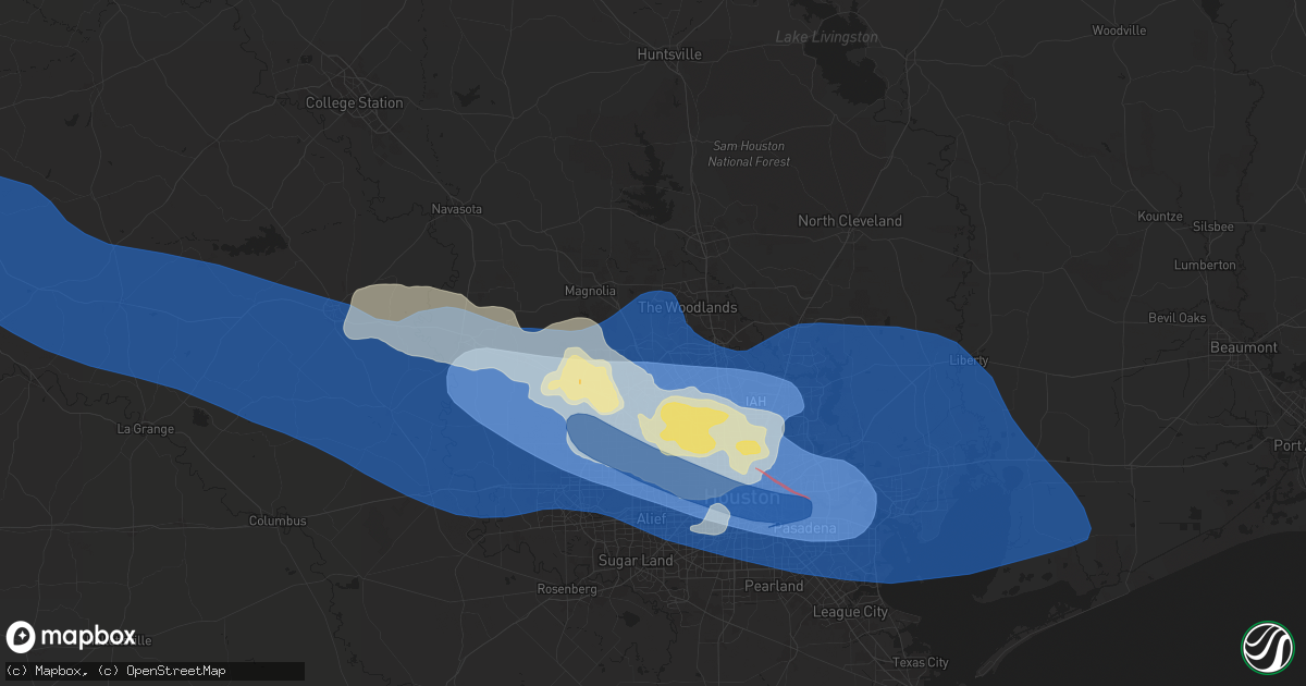 Hail map in Tomball, TX on May 16, 2024