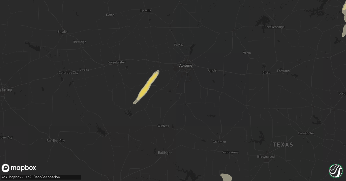 Hail map in Tuscola, TX on May 16, 2024