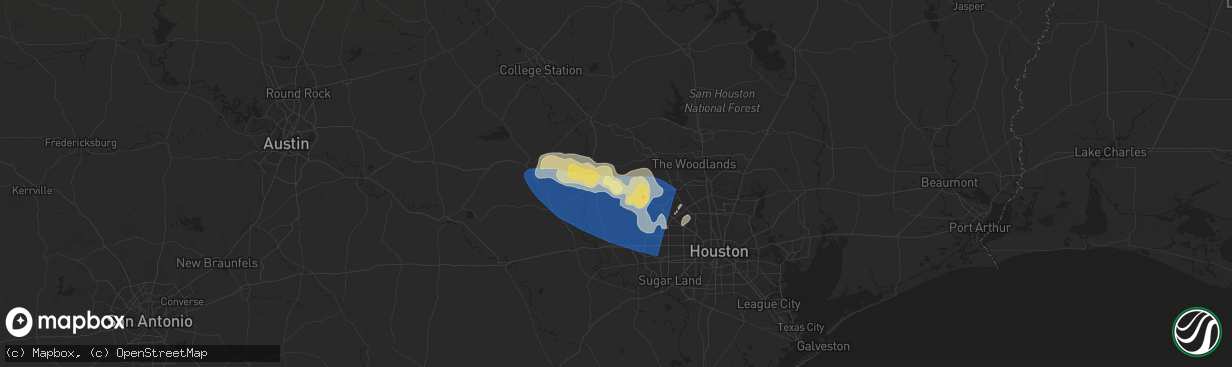 Hail map in Waller, TX on May 16, 2024