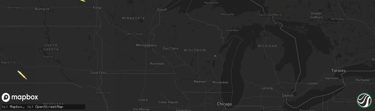 Hail map in Wisconsin on May 16, 2024