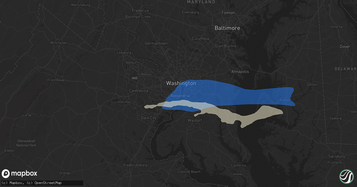 Hail map in Alexandria, VA on May 16, 2025