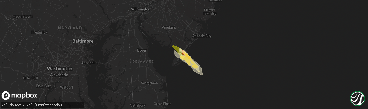 Hail map in Avalon, NJ on May 16, 2025
