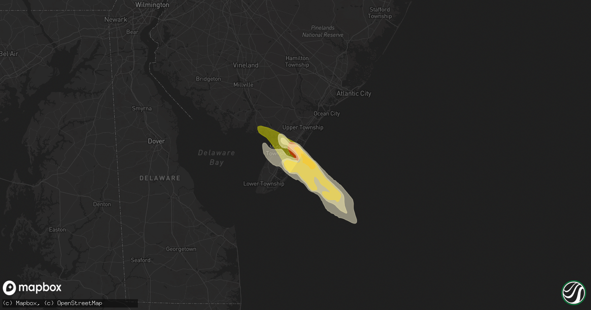 Hail map in Avalon, NJ on May 16, 2025