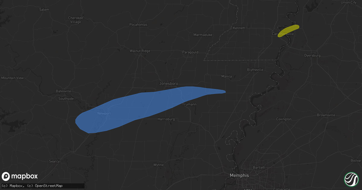 Hail map in Bay, AR on May 16, 2025