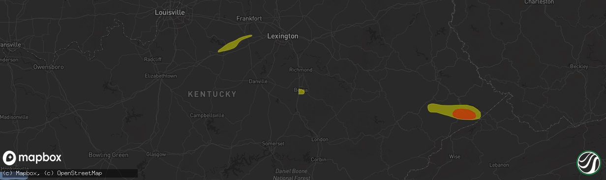 Hail map in Berea, KY on May 16, 2025