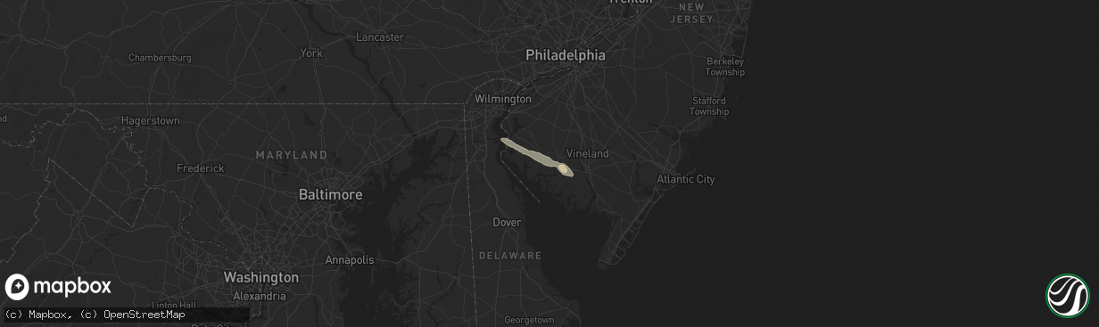 Hail map in Bridgeton, NJ on May 16, 2025