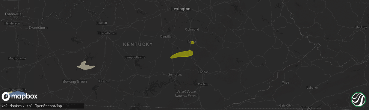 Hail map in Brodhead, KY on May 16, 2025