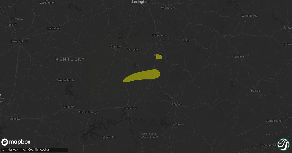 Hail map in Brodhead, KY on May 16, 2025