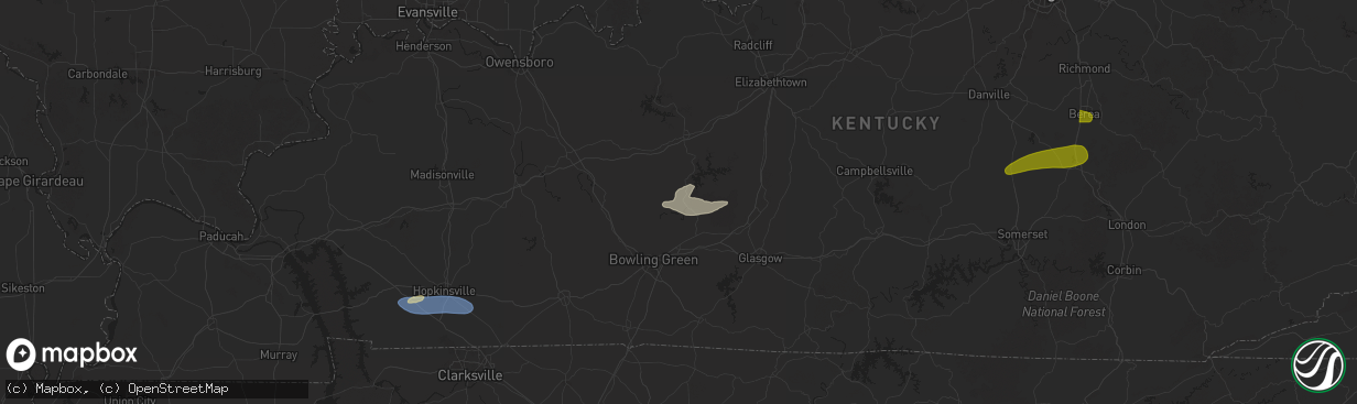Hail map in Brownsville, KY on May 16, 2025