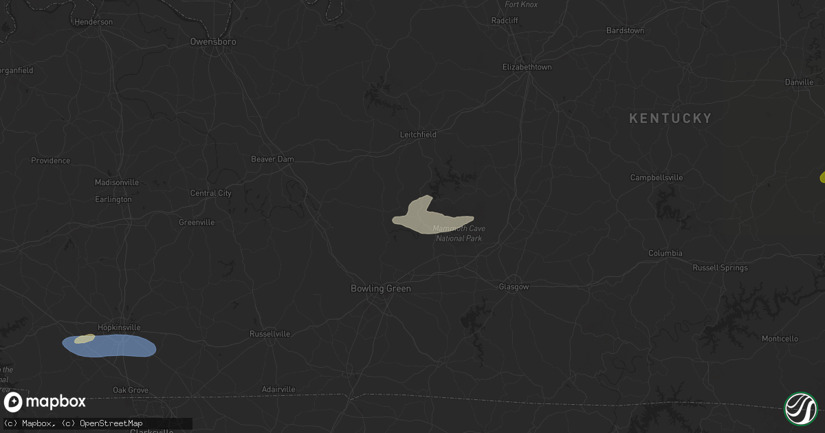 Hail map in Brownsville, KY on May 16, 2025