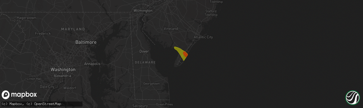 Hail map in Cape May Court House, NJ on May 16, 2025