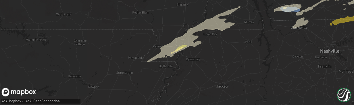 Hail map in Caruthersville, MO on May 16, 2025