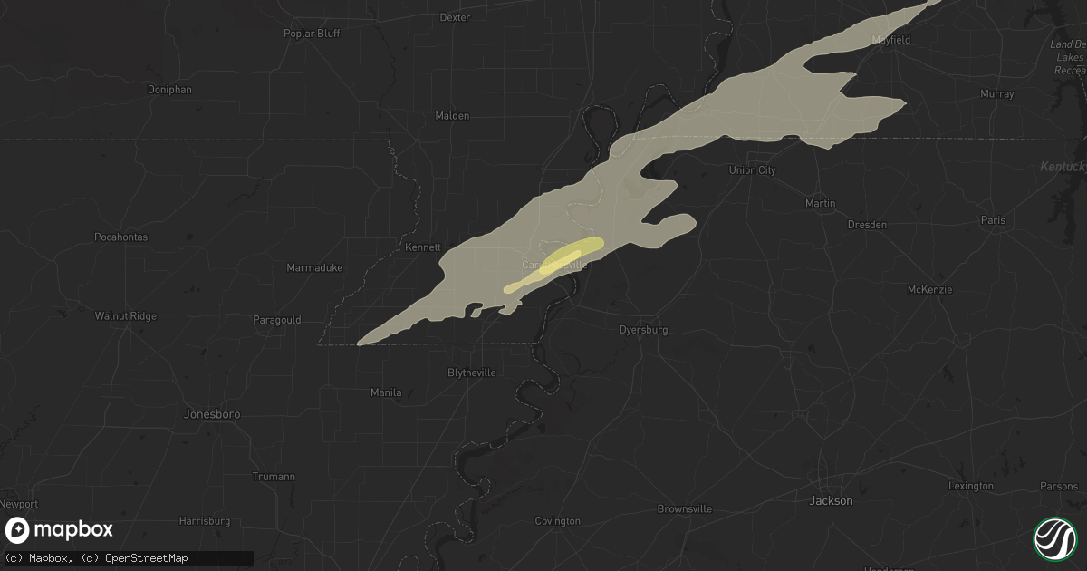 Hail map in Caruthersville, MO on May 16, 2025