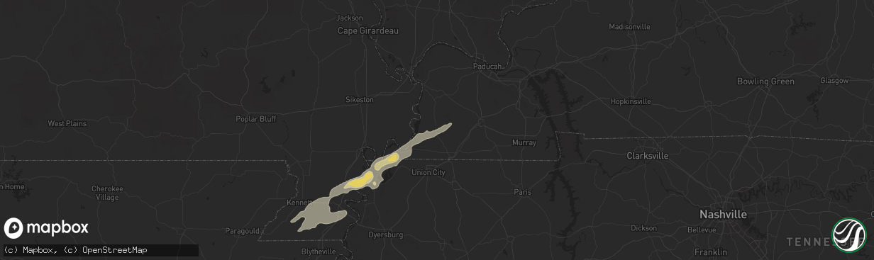 Hail map in Clinton, KY on May 16, 2025