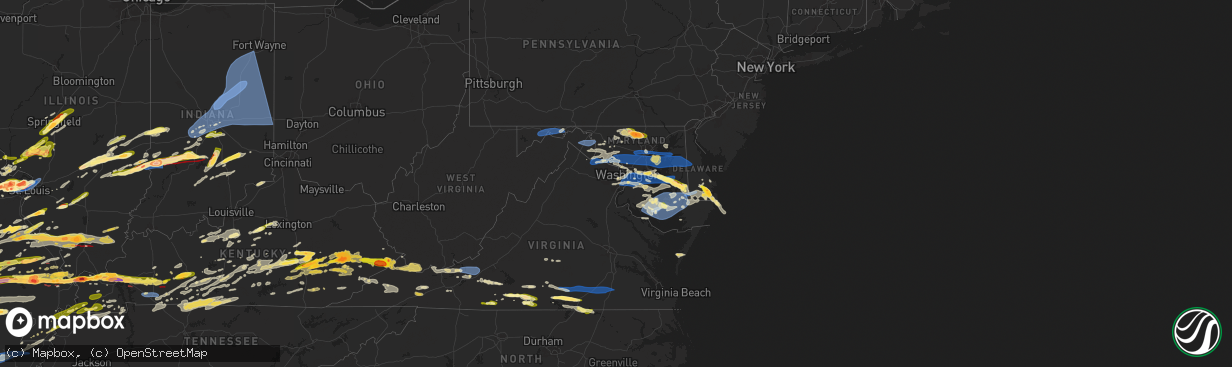 Hail map in Delaware on May 16, 2025