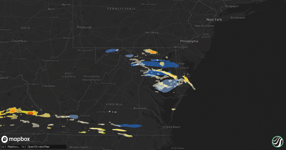 Hail map in Delaware on May 16, 2025