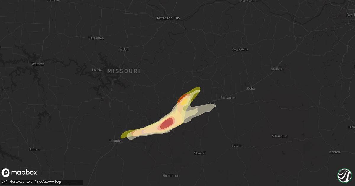 Hail map in Dixon, MO on May 16, 2025
