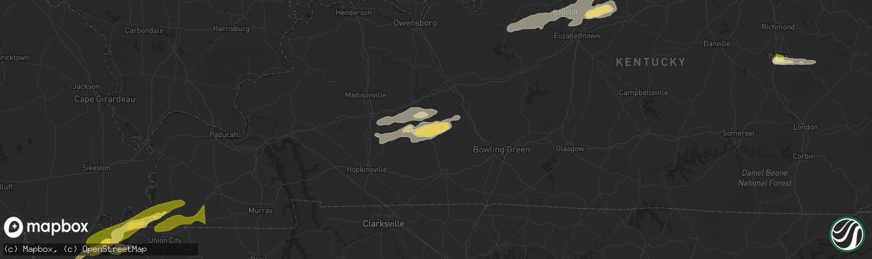 Hail map in Dunmor, KY on May 16, 2025