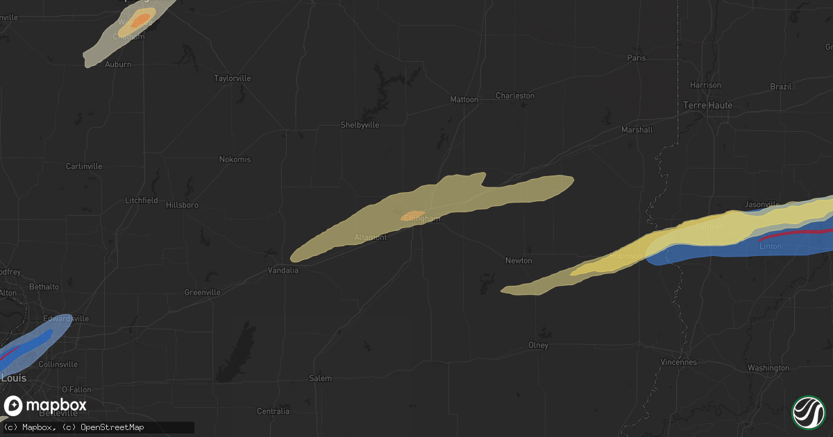 Hail map in Effingham, IL on May 16, 2025