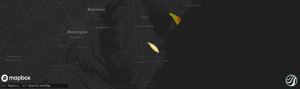 Hail map in Georgetown, DE on May 16, 2025