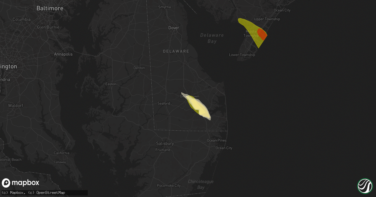 Hail map in Georgetown, DE on May 16, 2025