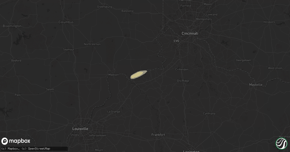 Hail map in Ghent, KY on May 16, 2025