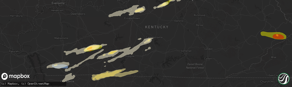 Hail map in Greensburg, KY on May 16, 2025