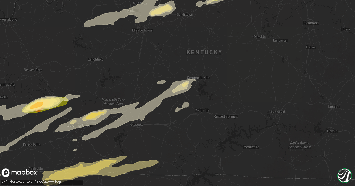 Hail map in Greensburg, KY on May 16, 2025