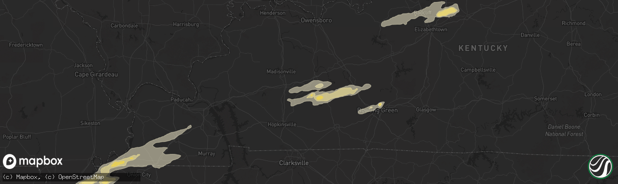 Hail map in Greenville, KY on May 16, 2025