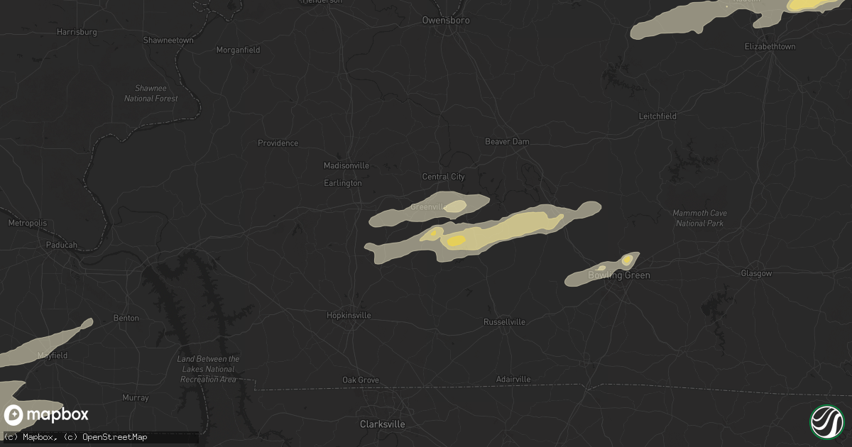 Hail map in Greenville, KY on May 16, 2025