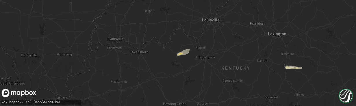 Hail map in Harned, KY on May 16, 2025