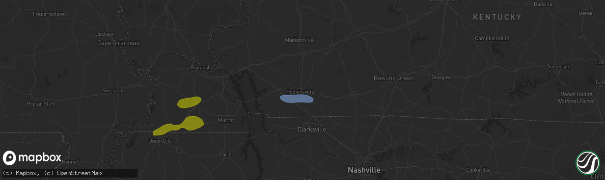Hail map in Hopkinsville, KY on May 16, 2025