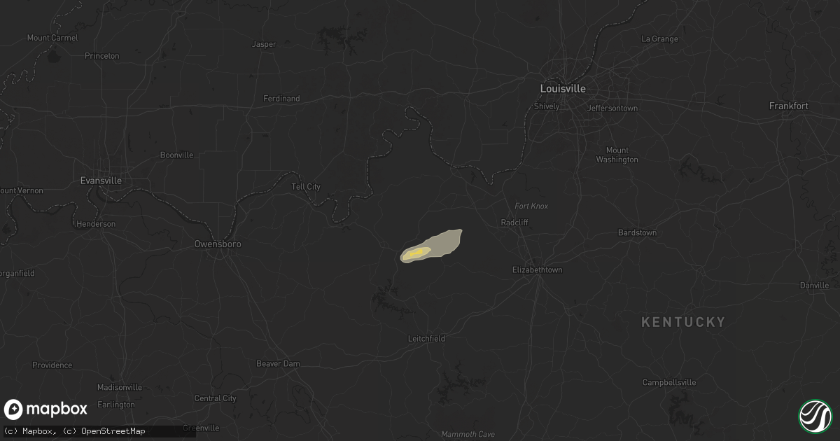 Hail map in Irvington, KY on May 16, 2025