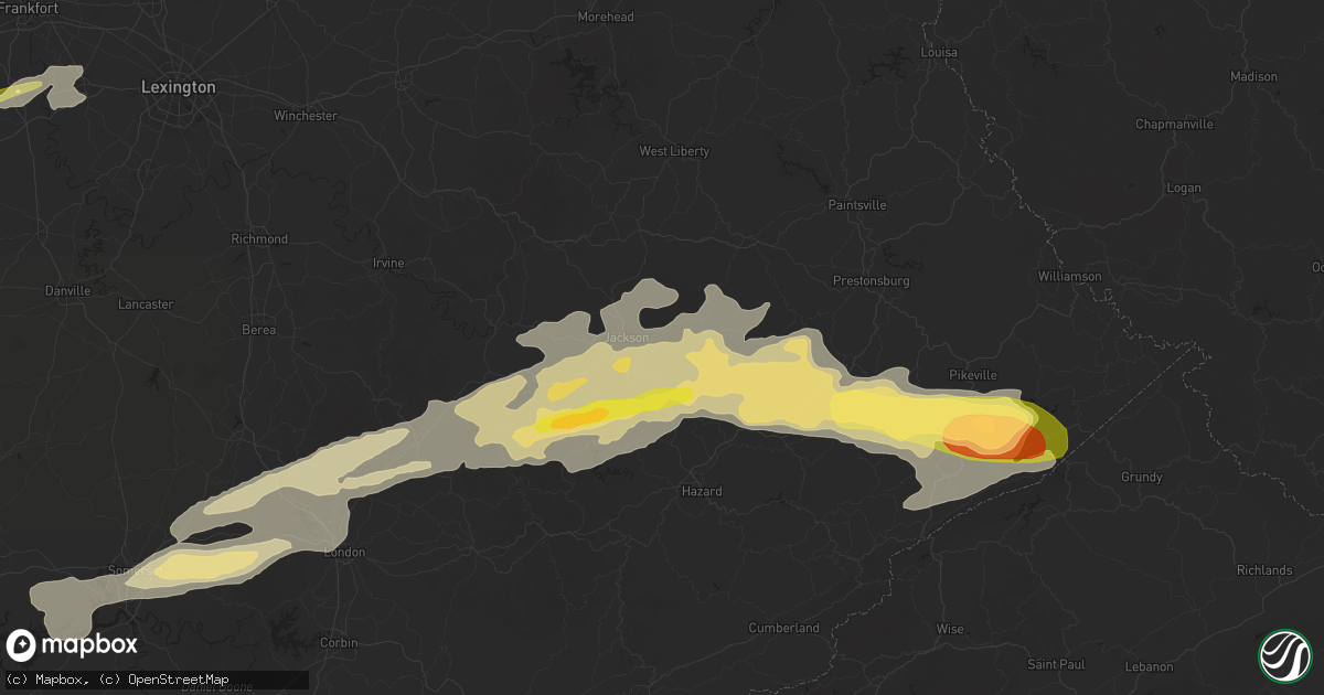 Hail map in Jackson, KY on May 16, 2025