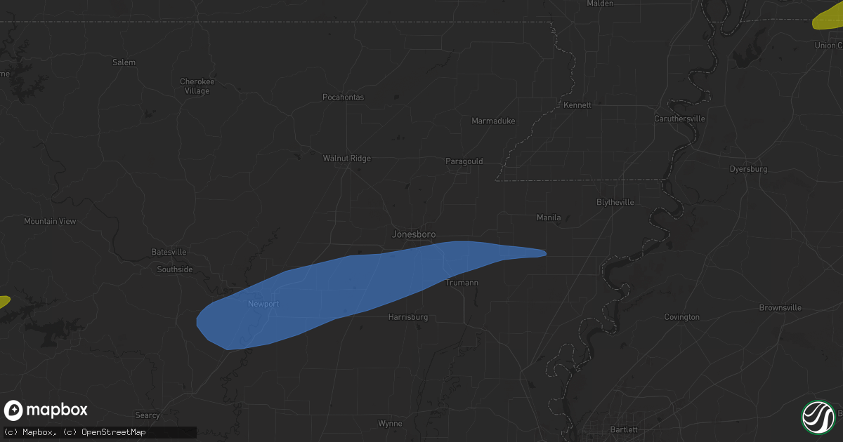 Hail map in Jonesboro, AR on May 16, 2025