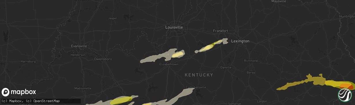 Hail map in Lebanon Junction, KY on May 16, 2025