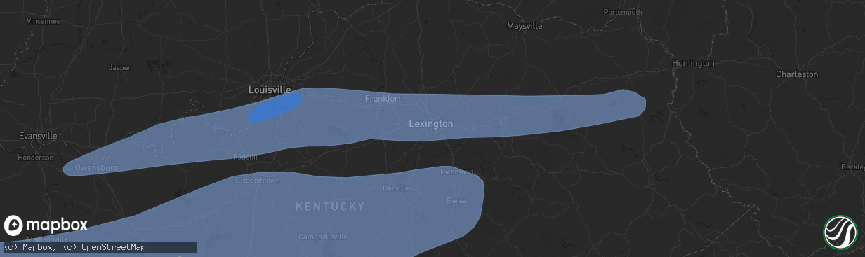 Hail map in Lexington, KY on May 16, 2025