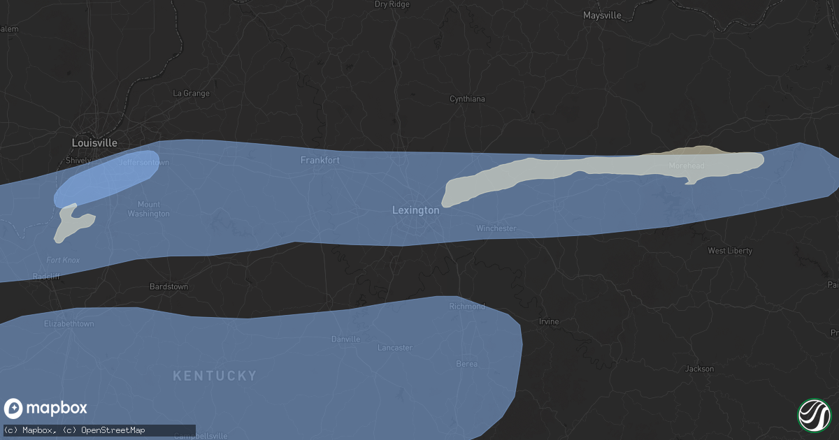 Hail map in Lexington, KY on May 16, 2025
